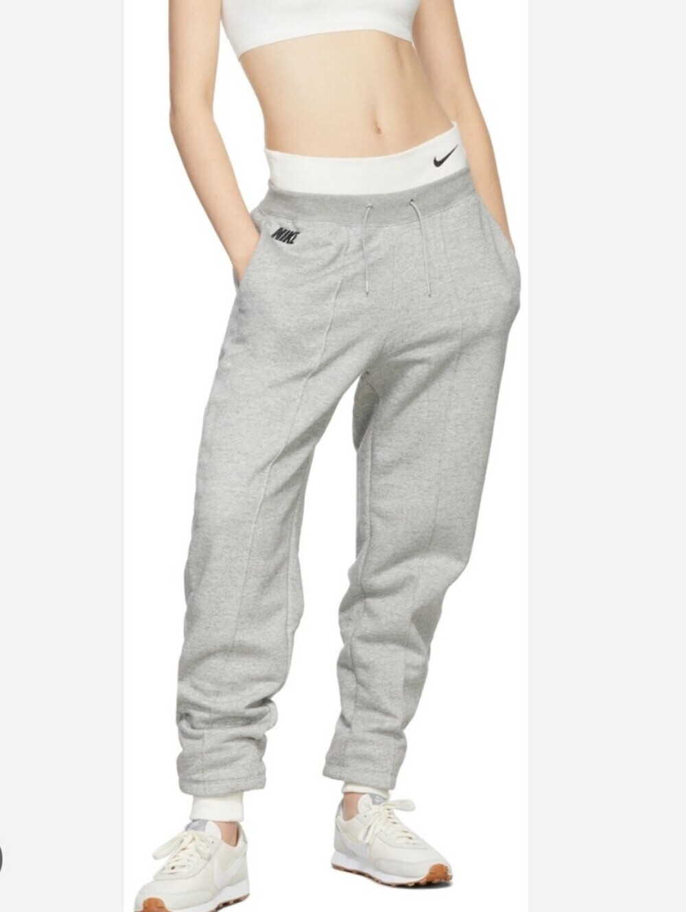 Nike Light Grey Jogger Sweatpants with White Waistband